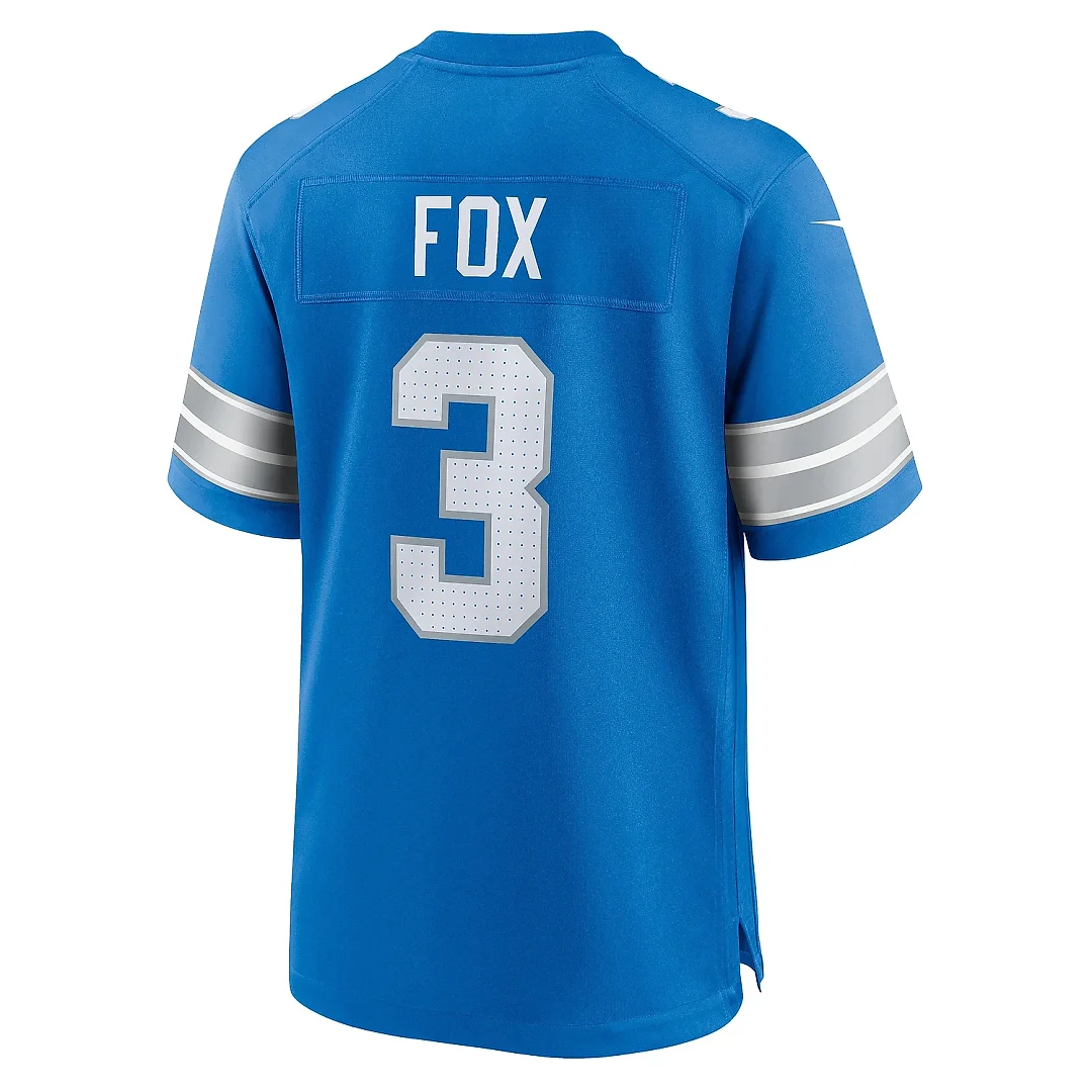 Zennovawear Men's Detroit Lions Jack Fox Blue Team Game Jersey