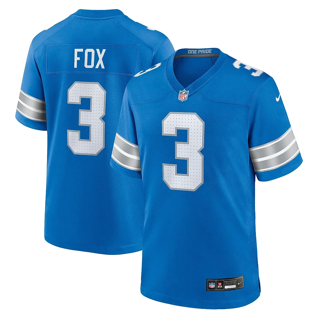 Zennovawear Men's Detroit Lions Jack Fox Blue Team Game Jersey