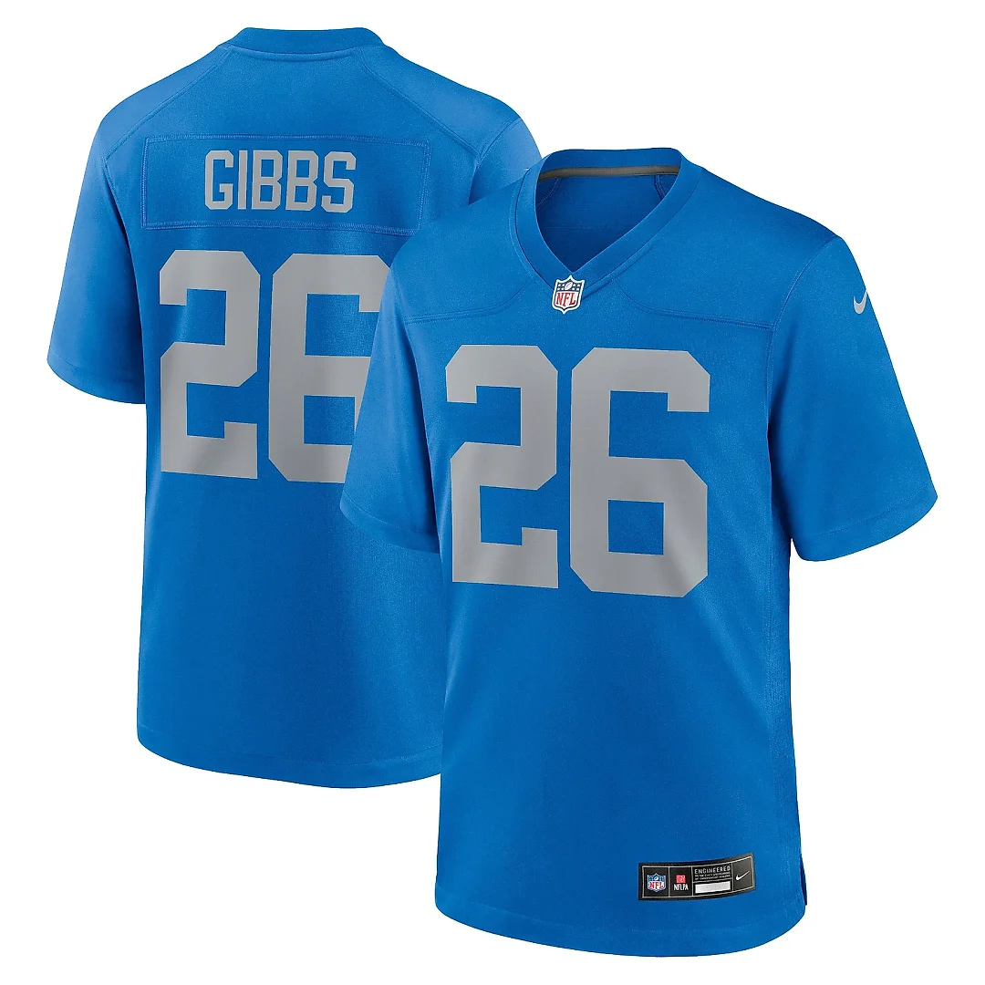 Zennovawear Men's Detroit Lions Jahmyr Gibbs Blue Alternate Game Jersey