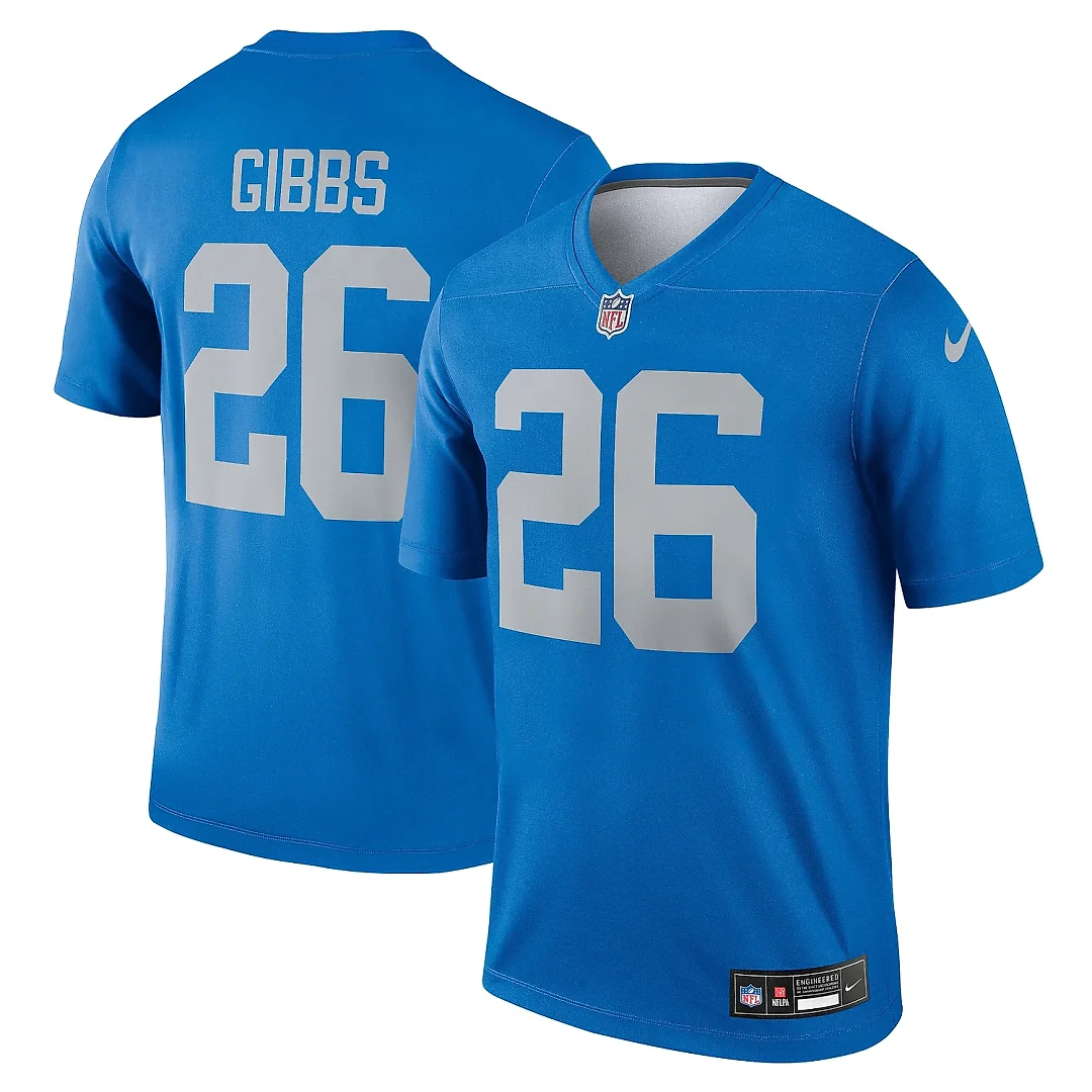 Zennovawear Men's Detroit Lions Jahmyr Gibbs Blue Alternate Legend Player Performance Top