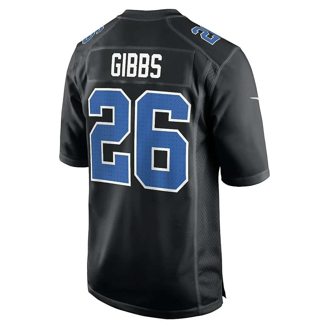 Zennovawear Men's Detroit Lions Jahmyr Gibbs Carbon Black Fashion Jersey