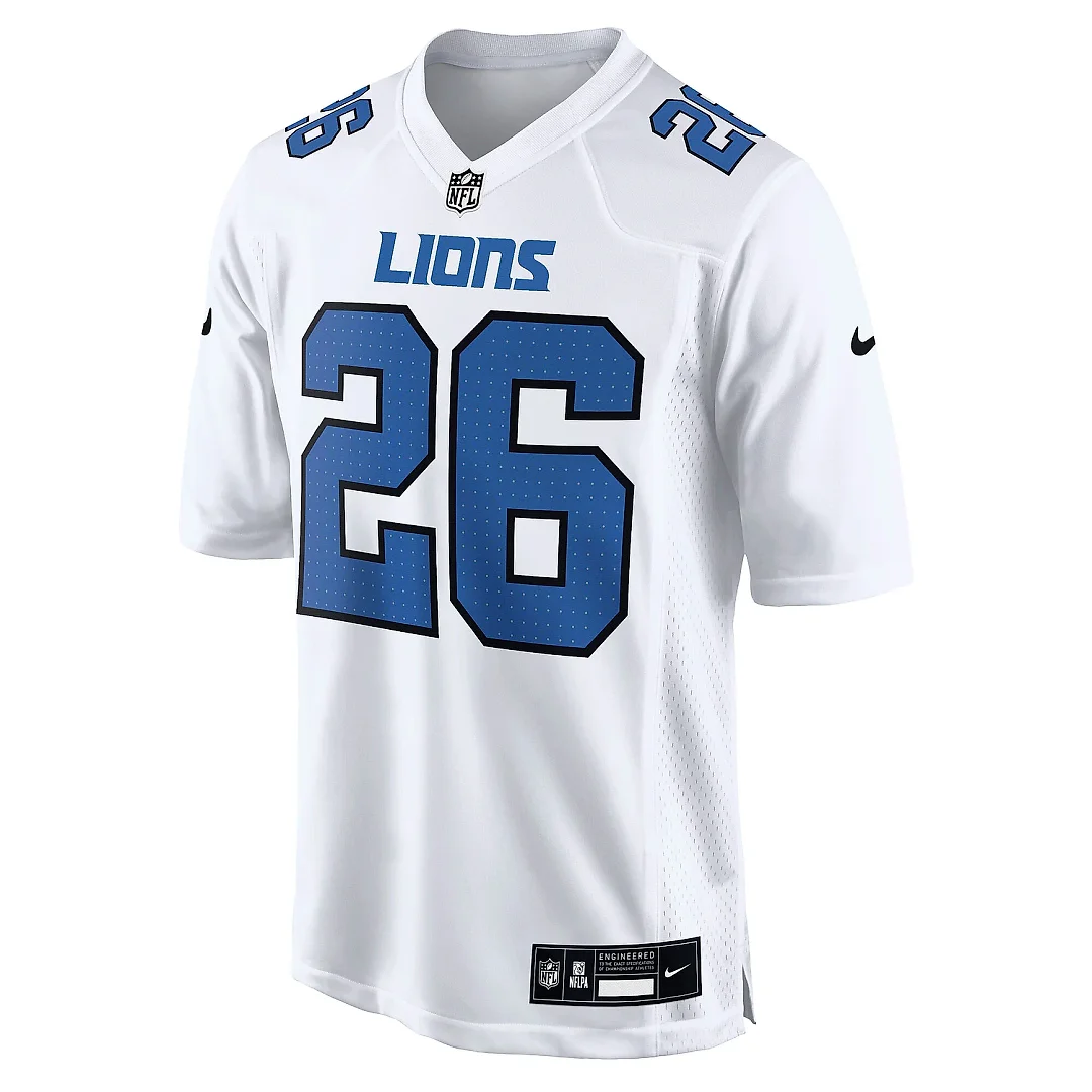 Zennovawear Men's Detroit Lions Jahmyr Gibbs White Tundra Fashion Game Jersey