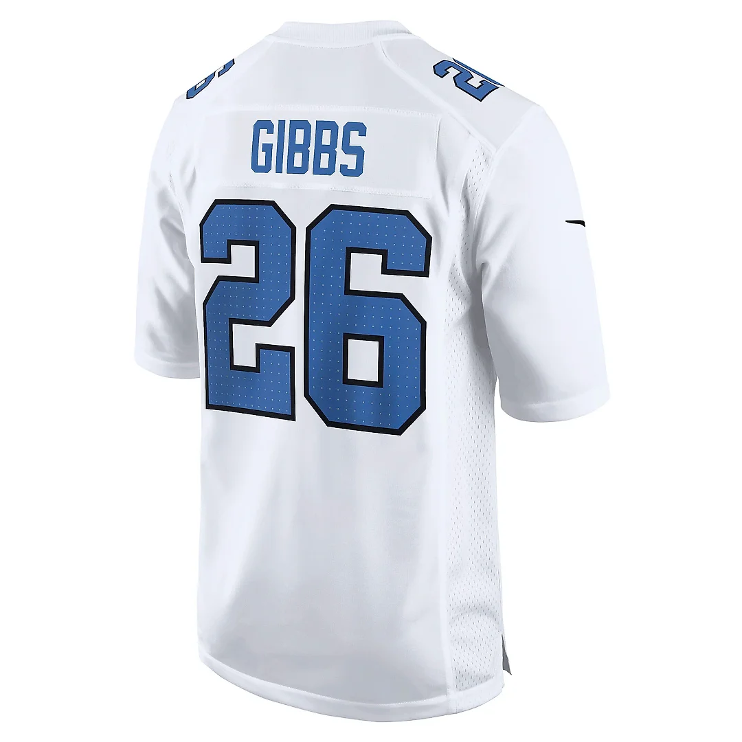 Zennovawear Men's Detroit Lions Jahmyr Gibbs White Tundra Fashion Game Jersey