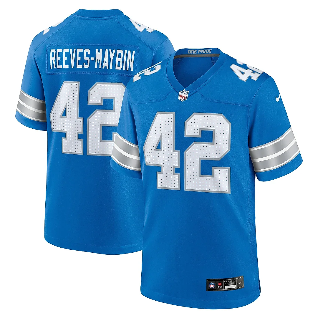 Zennovawear Men's Detroit Lions Jalen Reeves-Maybin Blue Team Game Jersey