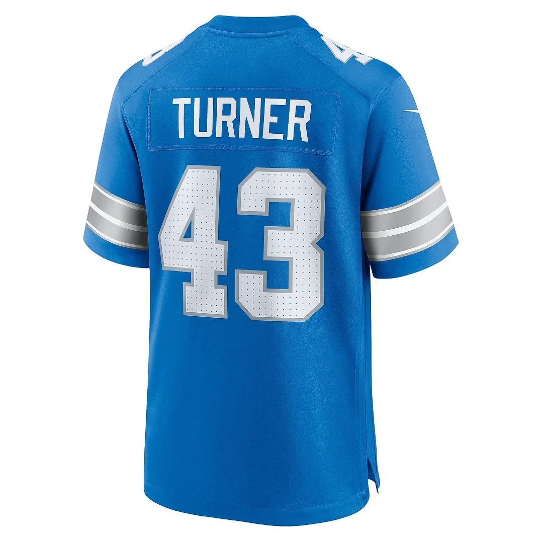 Zennovawear Men's Detroit Lions James Turner Blue Game Jersey