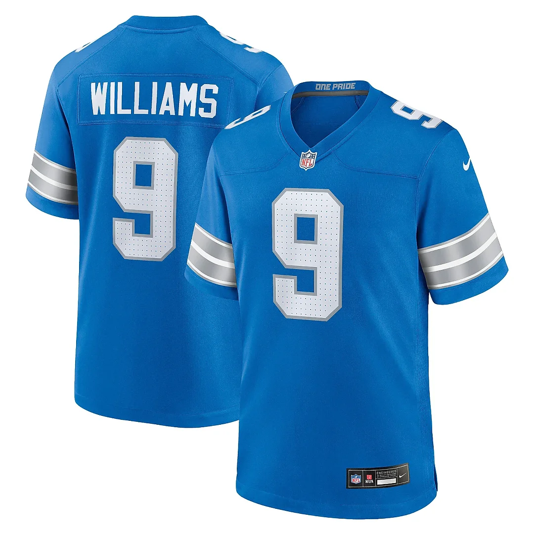 Zennovawear Men's Detroit Lions Jameson Williams Blue Game Jersey