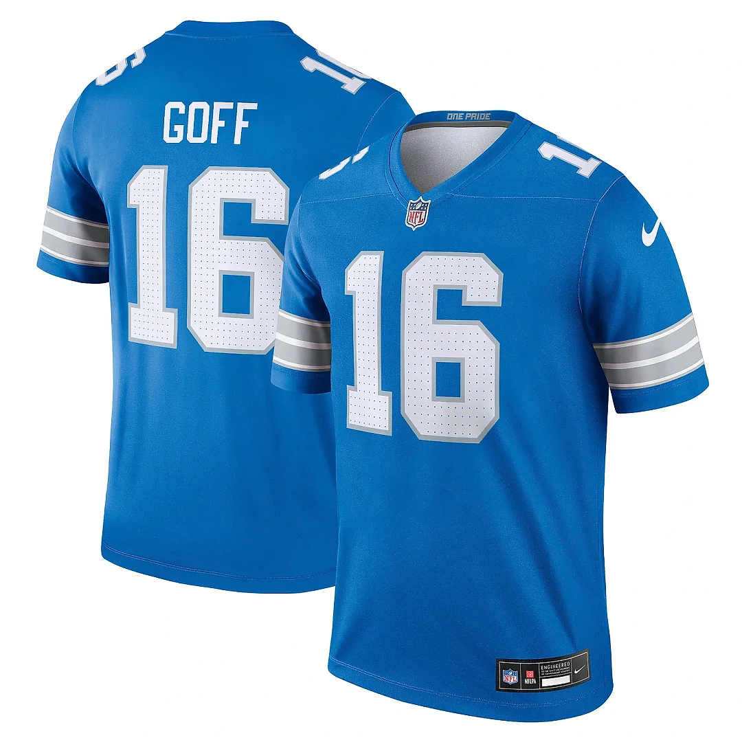Zennovawear Men's Detroit Lions Jared Goff Blue Team Legend Player Performance Top