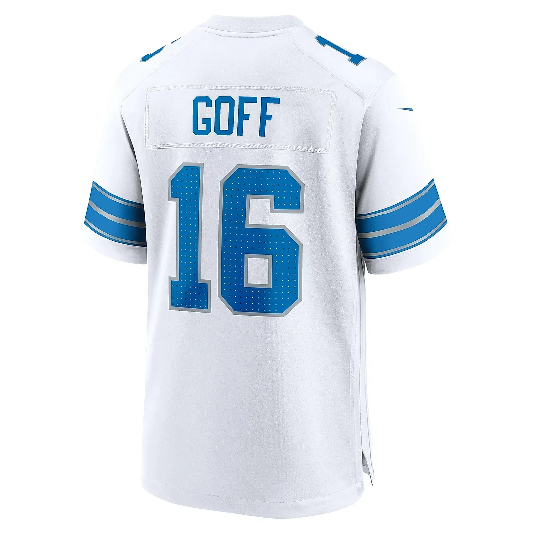Zennovawear Men's Detroit Lions Jared Goff White Game Jersey
