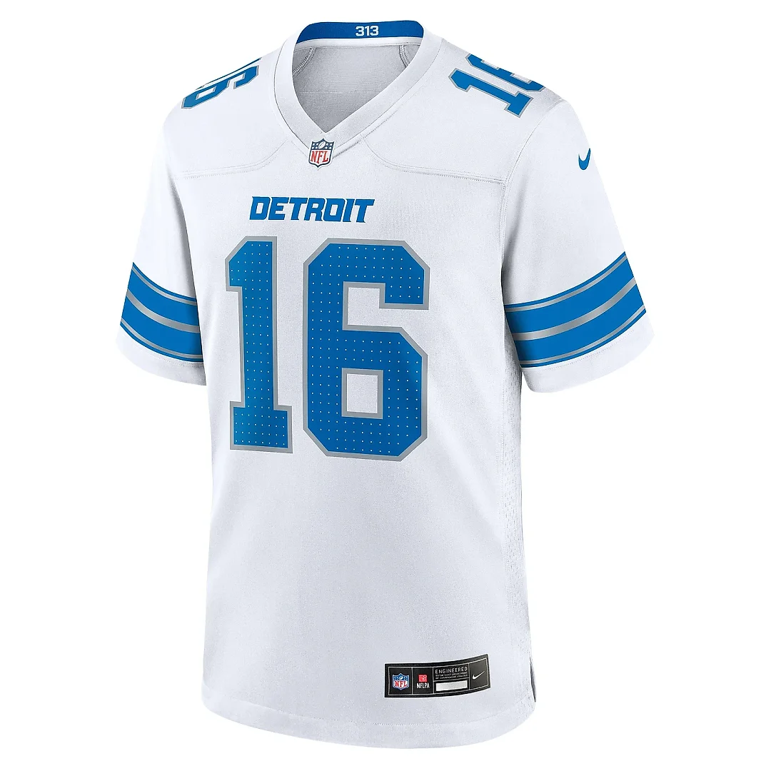 Zennovawear Men's Detroit Lions Jared Goff White Game Jersey