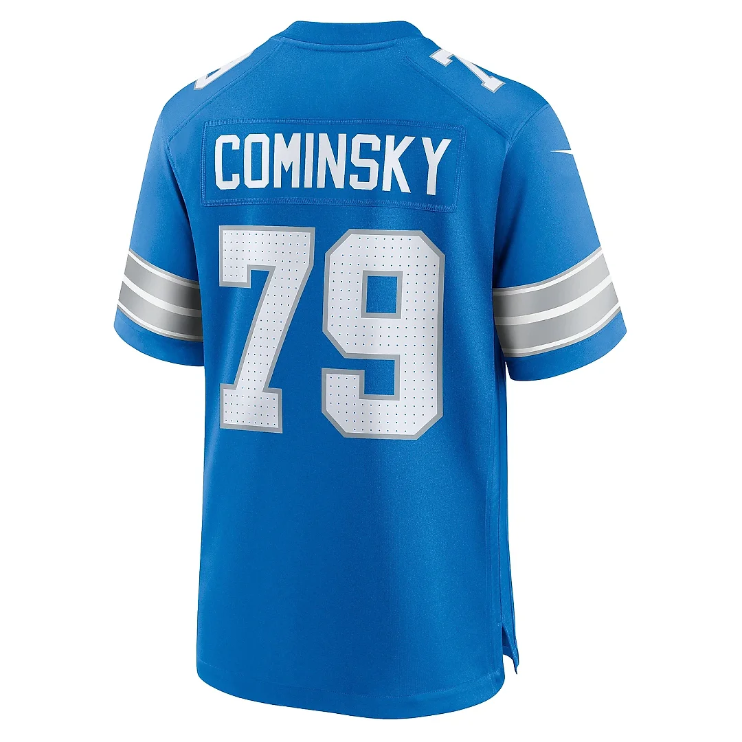 Zennovawear Men's Detroit Lions John Cominsky Blue Team Game Jersey