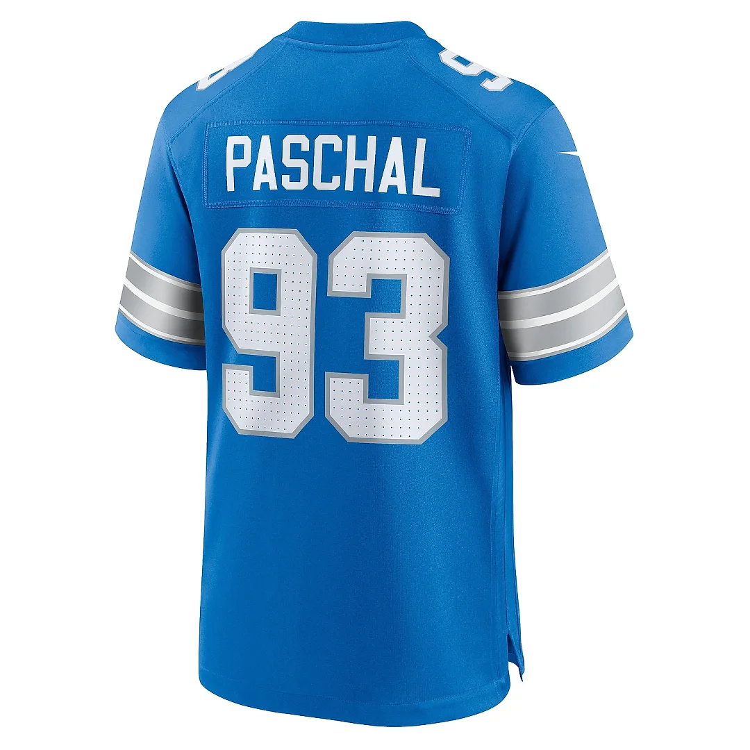 Zennovawear Men's Detroit Lions Josh Paschal Blue Team Game Jersey