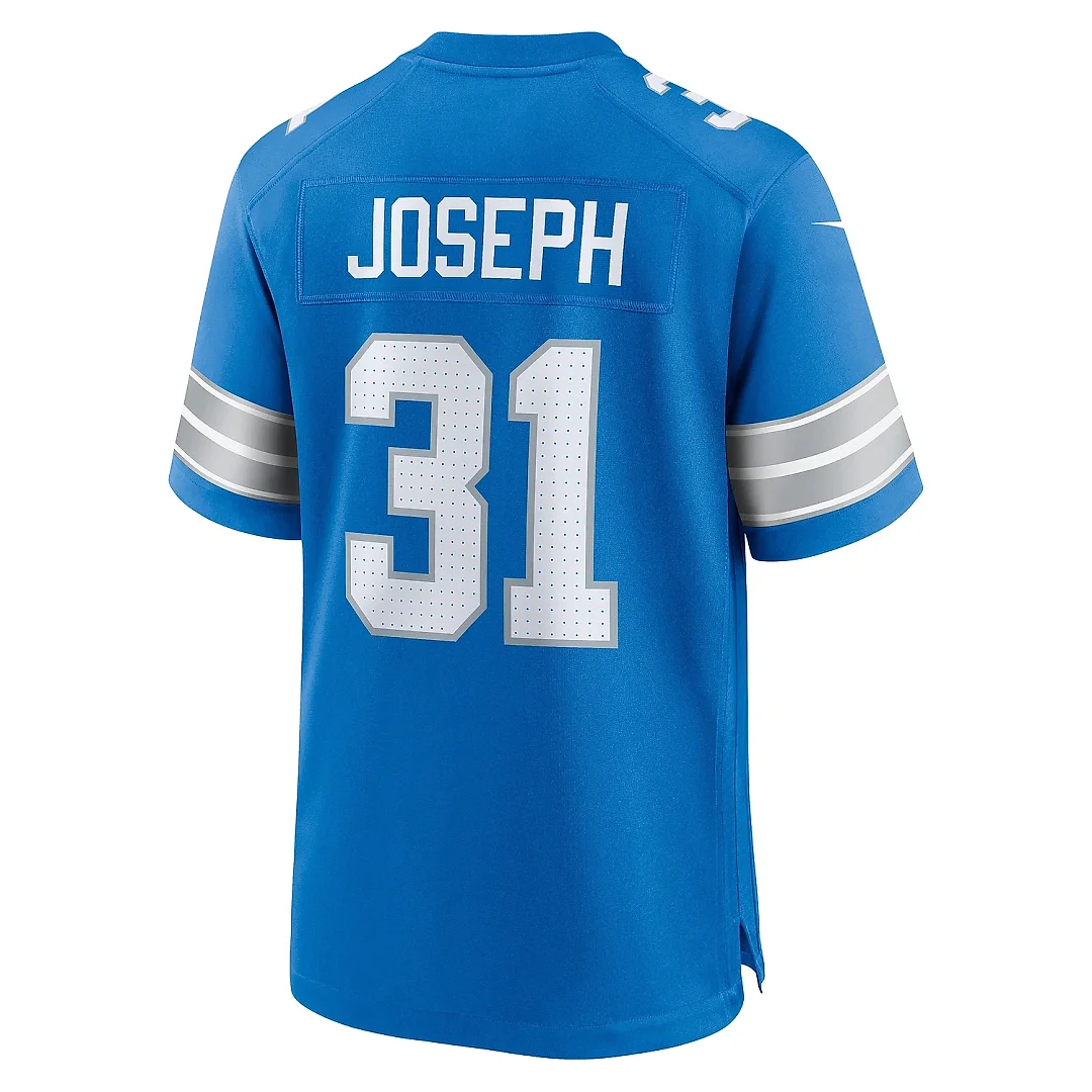 Zennovawear Men's Detroit Lions Kerby Joseph Blue Team Game Jersey