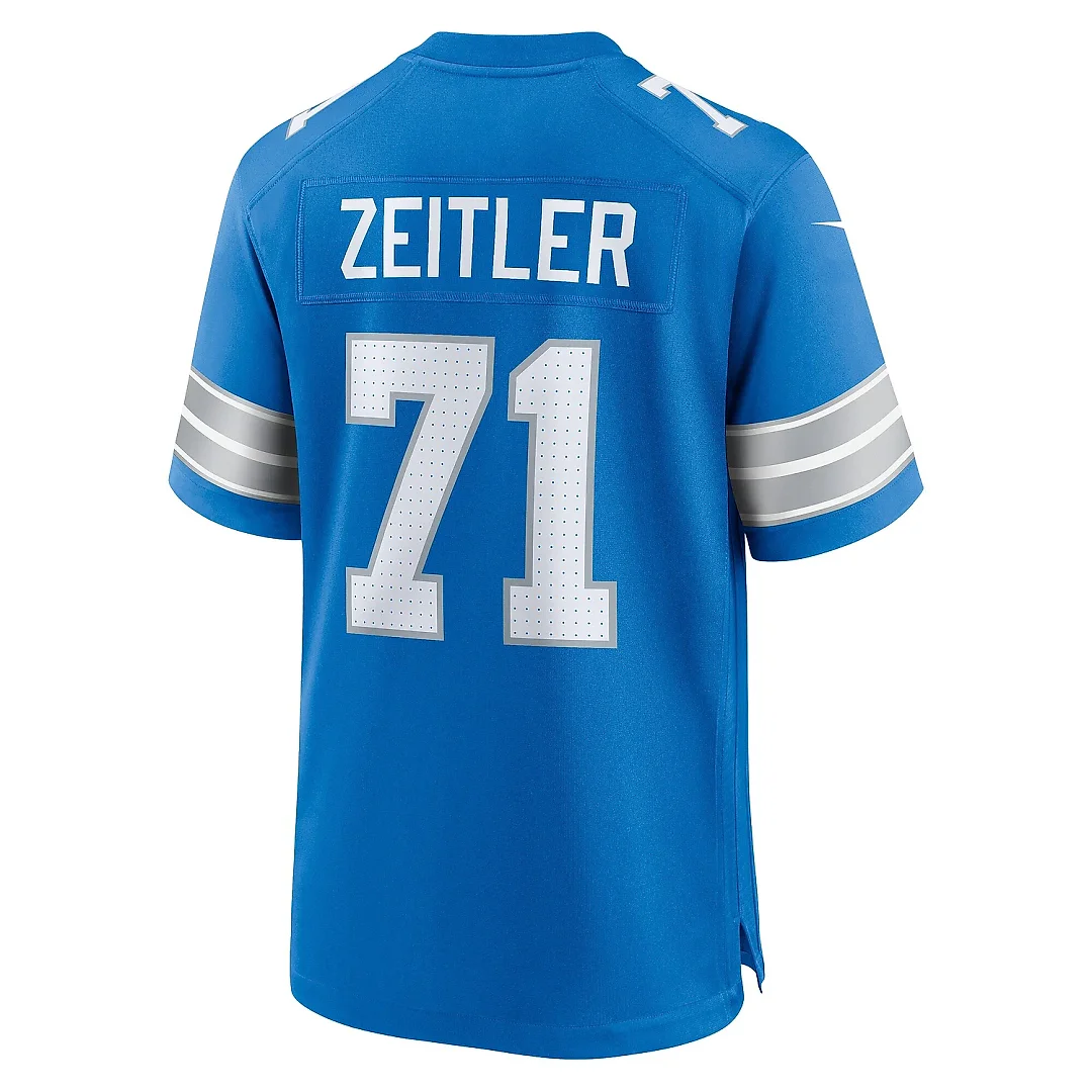 Zennovawear Men's Detroit Lions Kevin Zeitler Blue Game Jersey