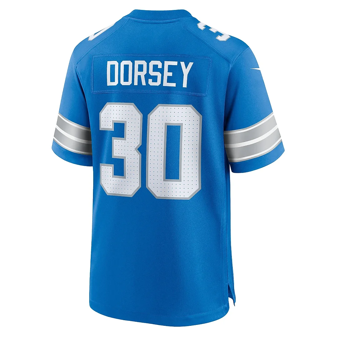 Zennovawear Men's Detroit Lions Khalil Dorsey Blue Team Game Jersey