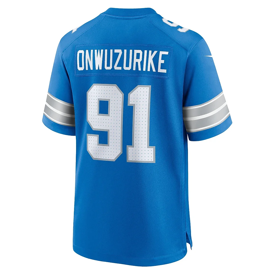 Zennovawear Men's Detroit Lions Levi Onwuzurike Blue Team Game Jersey