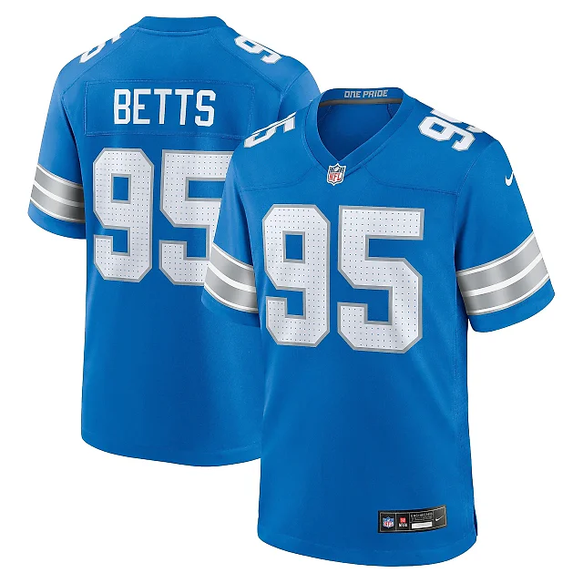 Zennovawear Men's Detroit Lions Mathieu Betts Blue Game Jersey