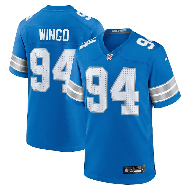 Zennovawear Men's Detroit Lions Mekhi Wingo Blue Team Game Jersey