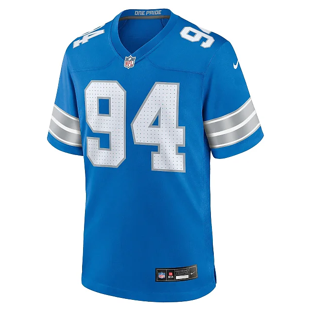 Zennovawear Men's Detroit Lions Mekhi Wingo Blue Team Game Jersey