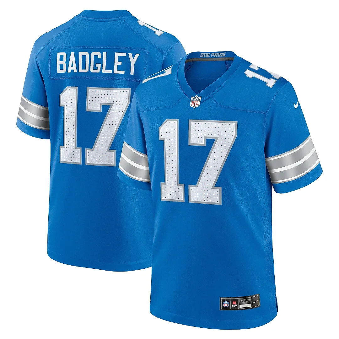 Zennovawear Men's Detroit Lions Michael Badgley Blue Team Game Jersey