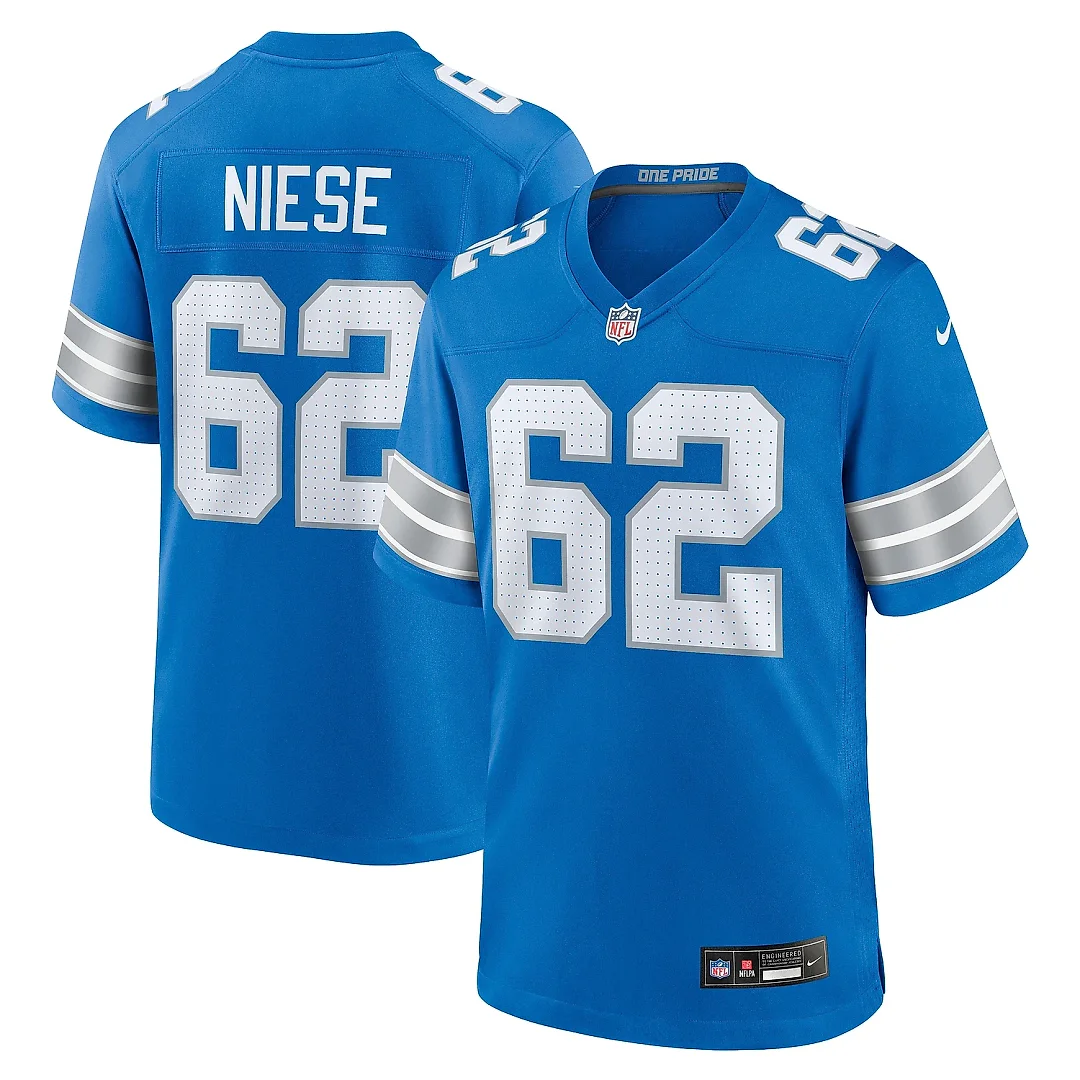 Zennovawear Men's Detroit Lions Michael Niese Blue Team Game Jersey
