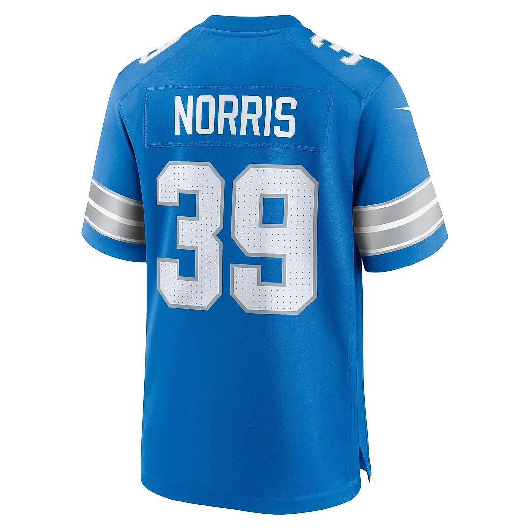Zennovawear Men's Detroit Lions Morice Norris Blue Game Jersey