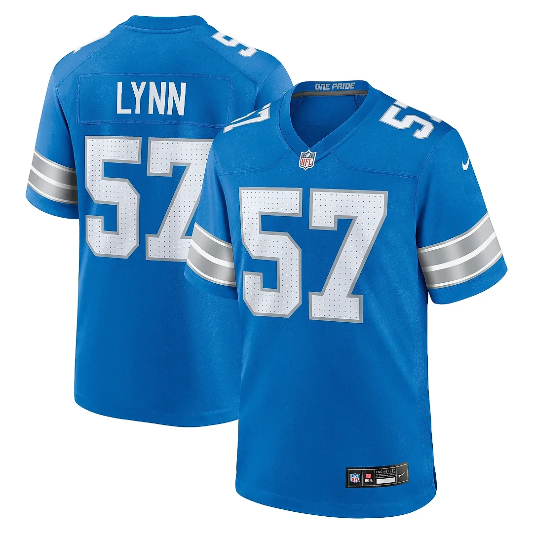 Zennovawear Men's Detroit Lions Nate Lynn Blue Game Jersey