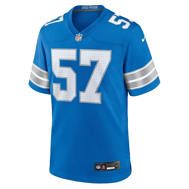Zennovawear Men's Detroit Lions Nate Lynn Blue Game Jersey