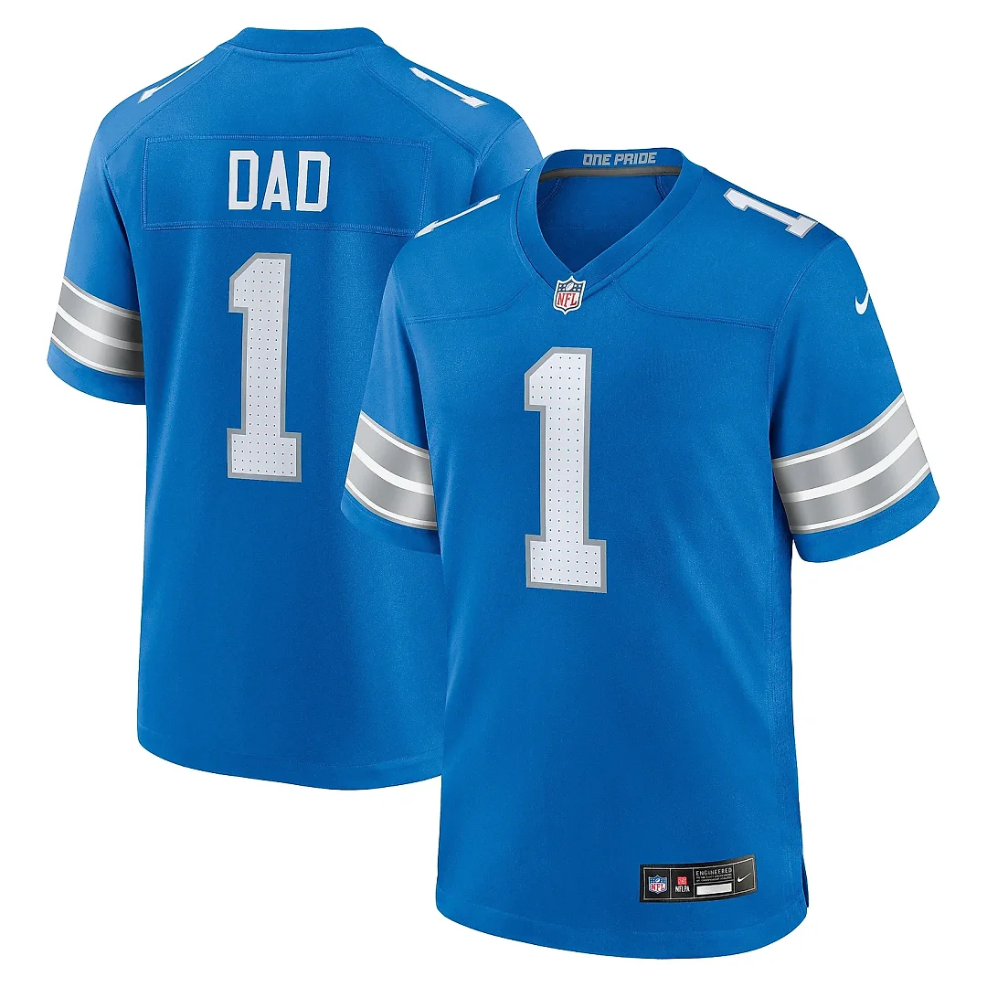 Zennovawear Men's Detroit Lions Number 1 Dad Blue Game Jersey