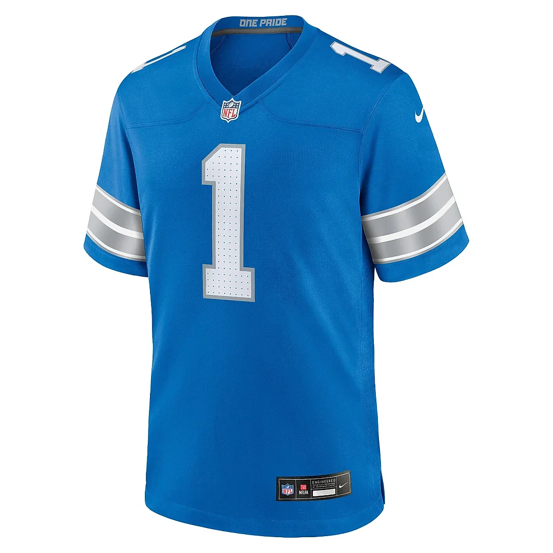 Zennovawear Men's Detroit Lions Number 1 Dad Blue Game Jersey