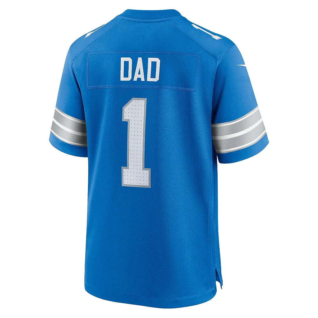 Zennovawear Men's Detroit Lions Number 1 Dad Blue Game Jersey