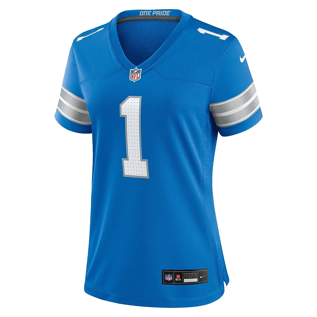 Zennovawear Men's Detroit Lions Number 1 Mom Blue Game Jersey