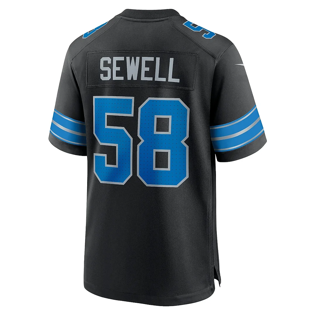 Zennovawear Men's Detroit Lions Penei Sewell Black 2nd Alternate Game Jersey
