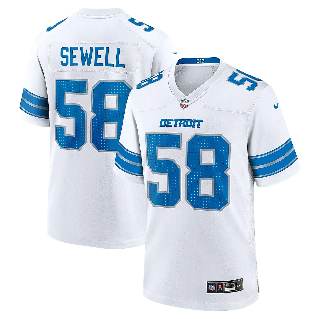 Zennovawear Men's Detroit Lions Penei Sewell White Game Jersey