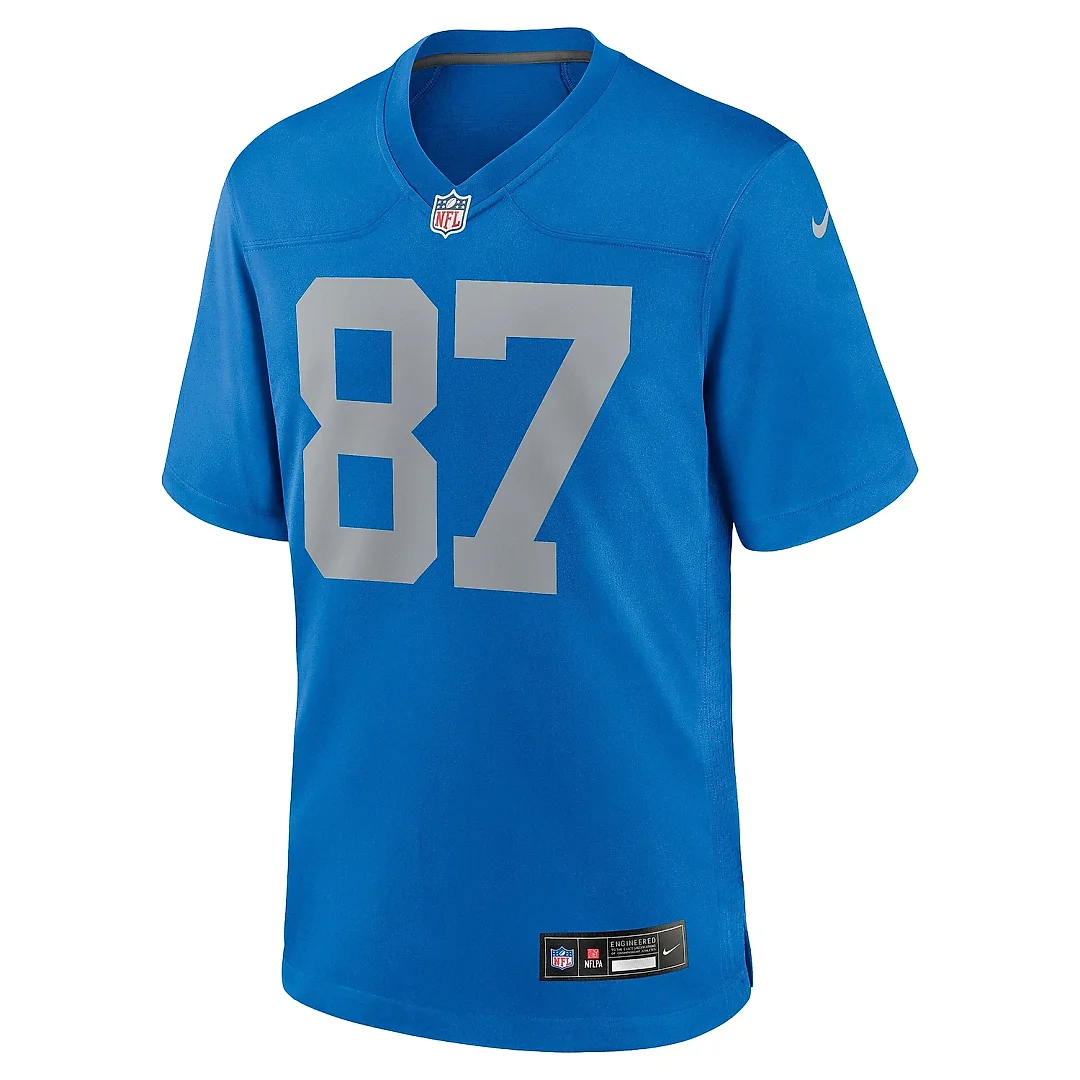 Zennovawear Men's Detroit Lions Sam LaPorta Blue Alternate Game Jersey