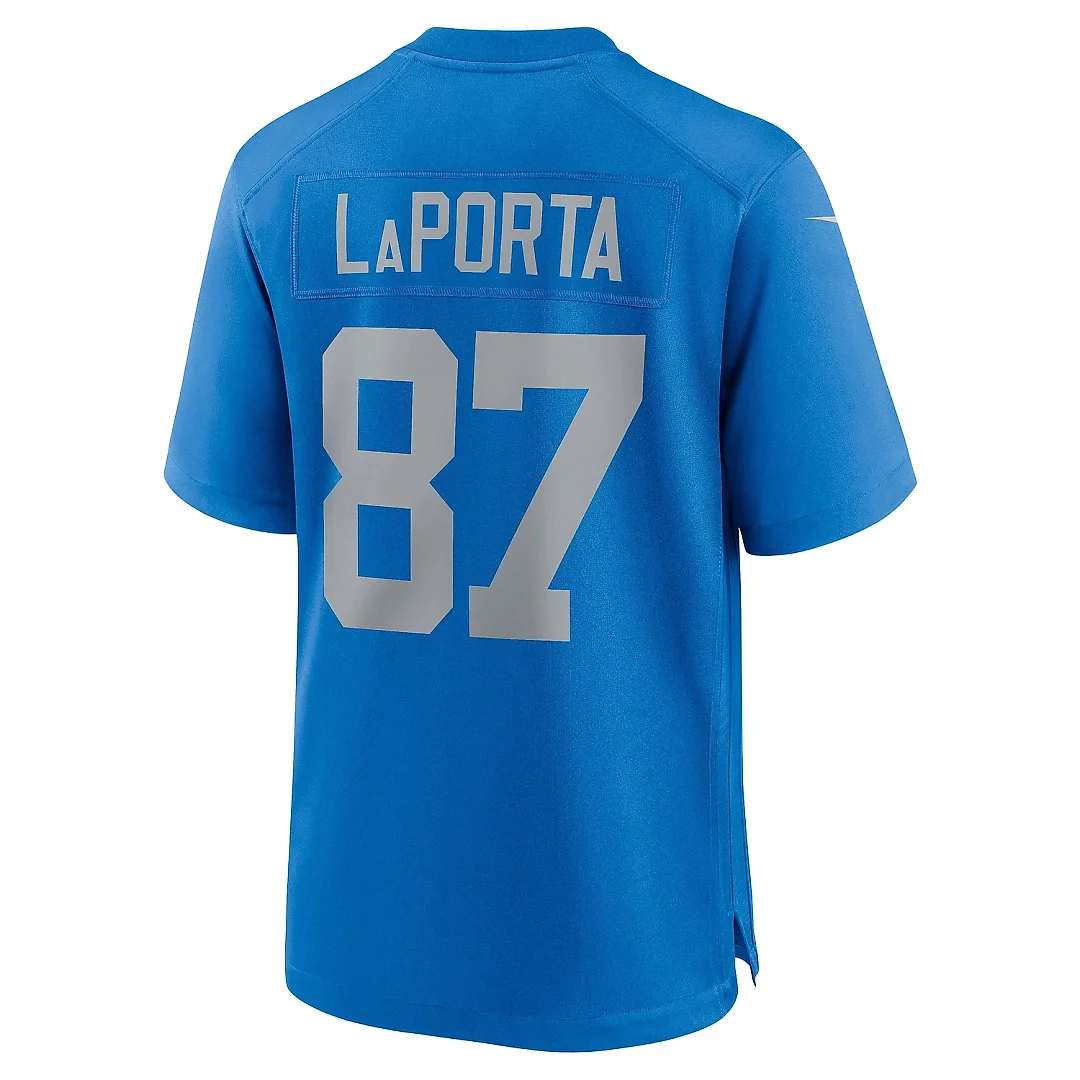 Zennovawear Men's Detroit Lions Sam LaPorta Blue Alternate Game Jersey
