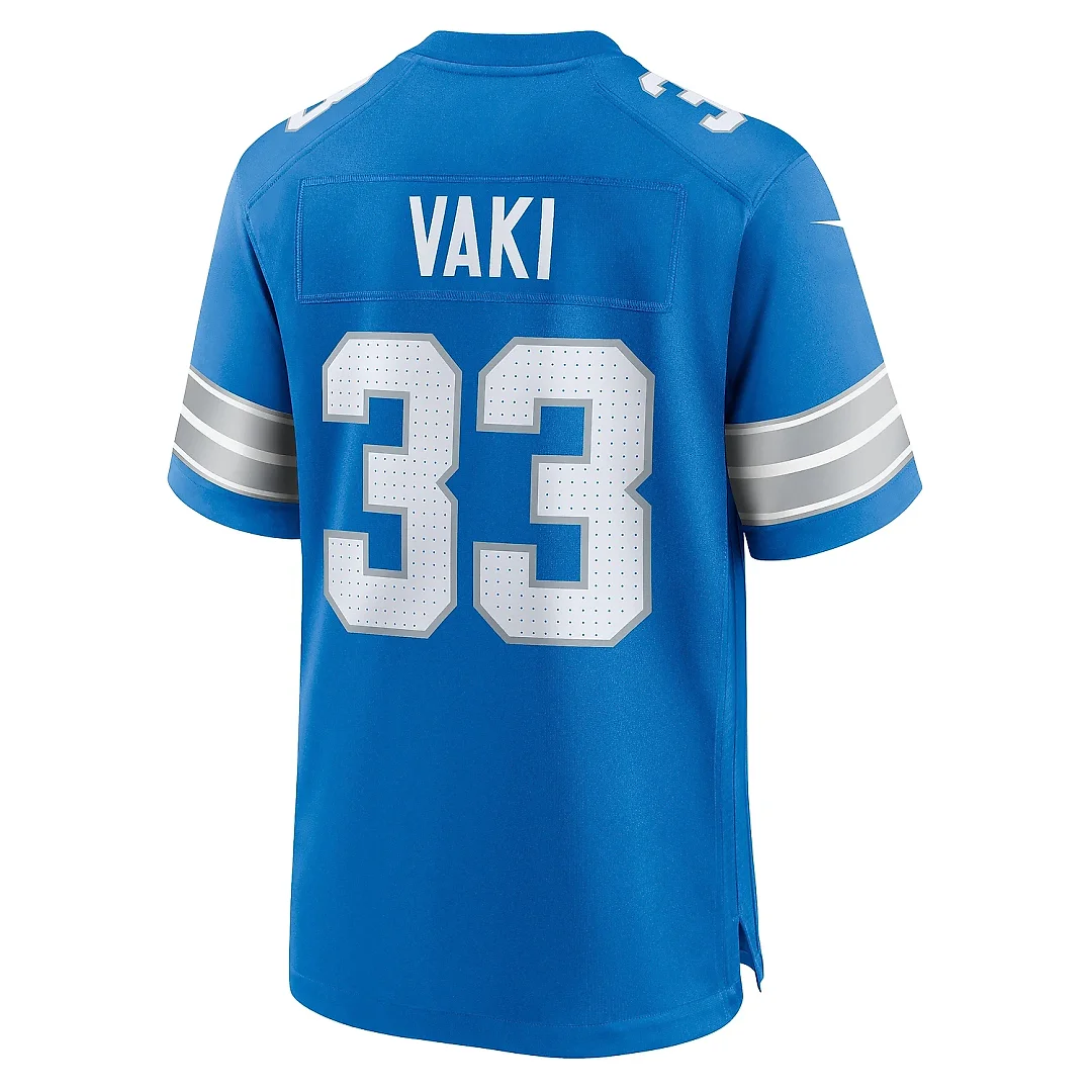 Zennovawear Men's Detroit Lions Sione Vaki Blue Team Game Jersey