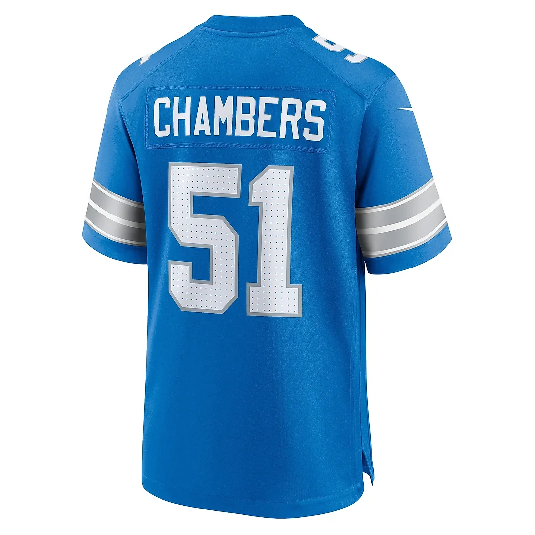 Zennovawear Men's Detroit Lions Steele Chambers Blue Game Jersey