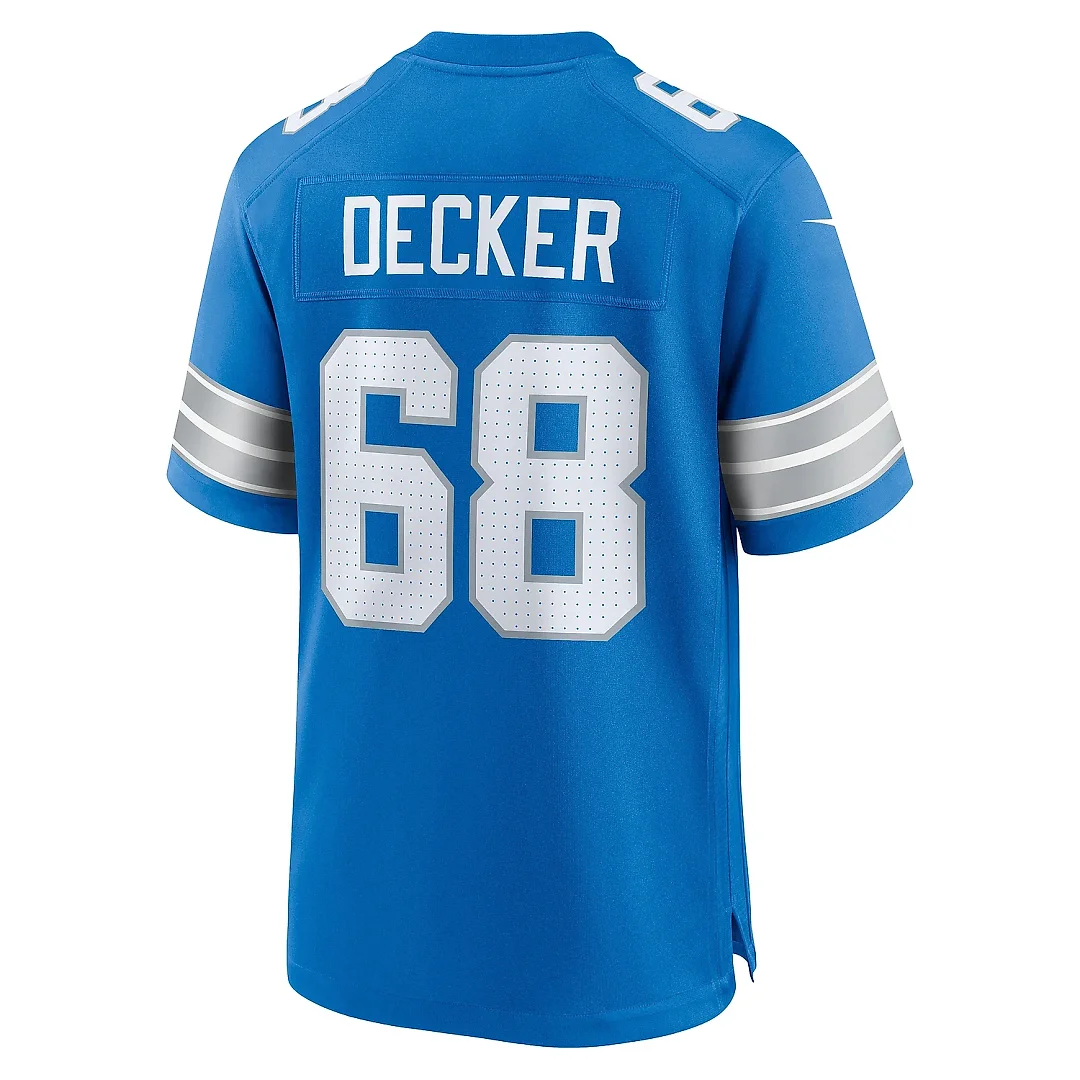 Zennovawear Men's Detroit Lions Taylor Decker Blue Team Game Jersey