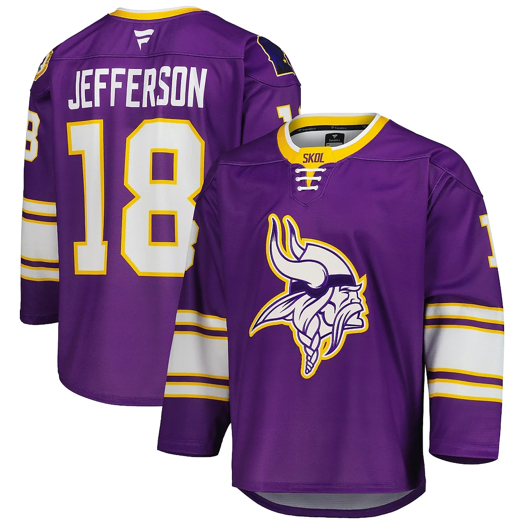 Zennovawear Justin Jefferson Minnesota Vikings Hockey Jersey - Purple
