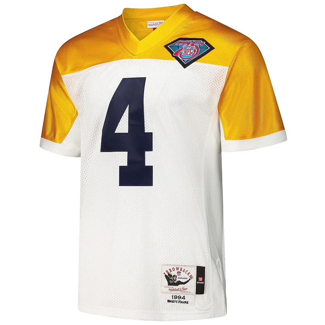 Zennovawear Men's Green Bay Packers 1994 Brett Favre Mitchell & Ness White Throwback Retired Player Jersey
