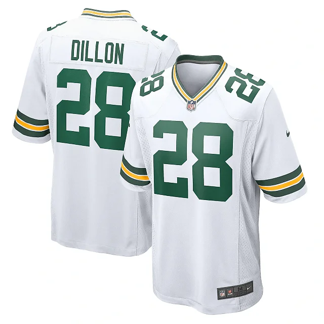 Zennovawear Men's Green Bay Packers AJ Dillon White Game Player Jersey