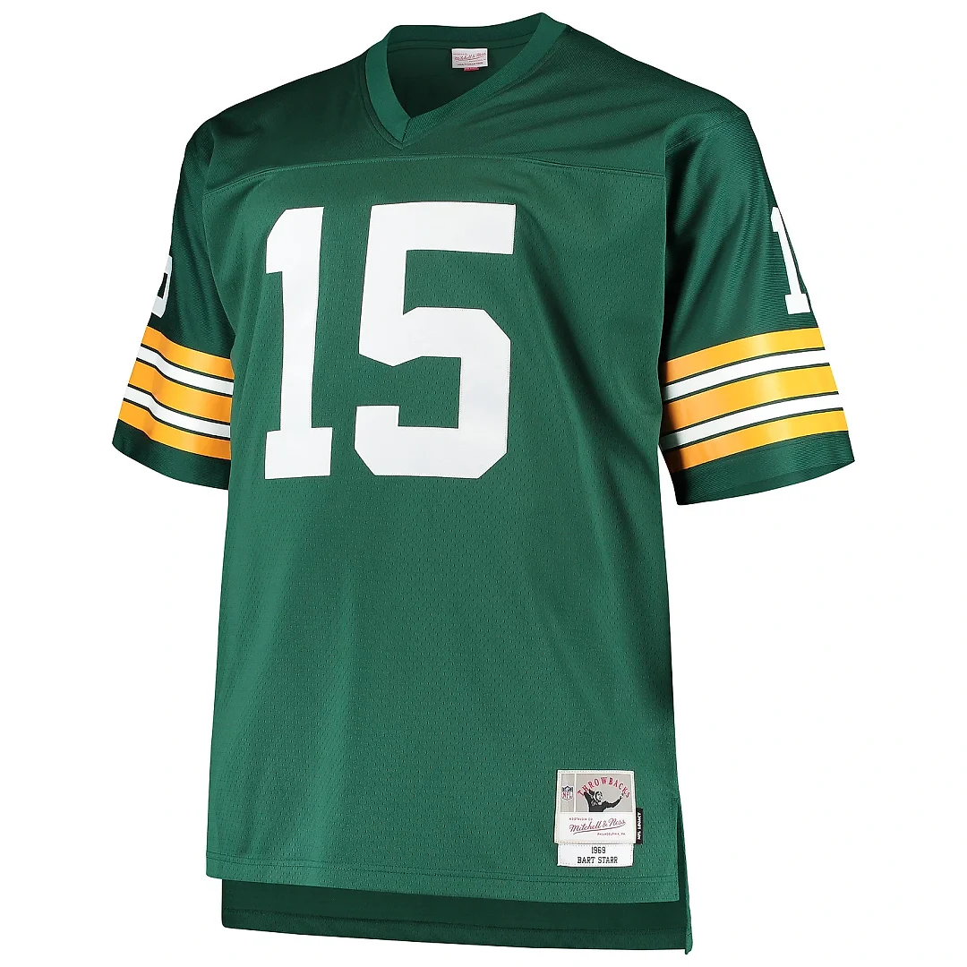 Zennovawear Men's Green Bay Packers Bart Starr Mitchell & Ness Green Big & Tall 1968 Retired Player Jersey