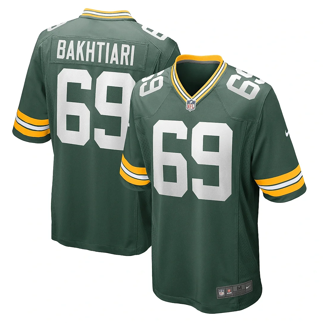 Zennovawear Men's Green Bay Packers David Bakhtiari Green Game Team Jersey
