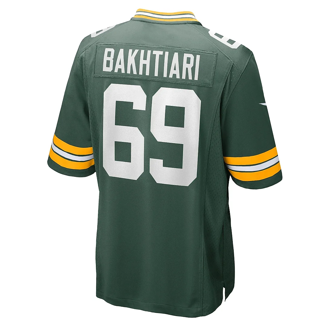 Zennovawear Men's Green Bay Packers David Bakhtiari Green Game Team Jersey
