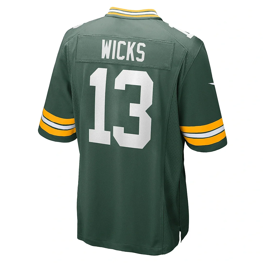Zennovawear Men's Green Bay Packers Dontayvion Wicks Green Game Jersey