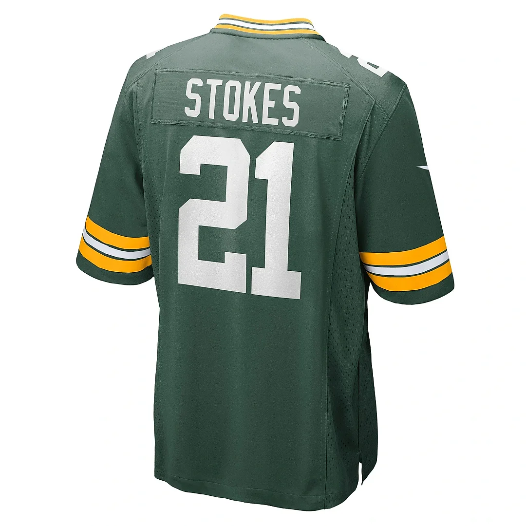 Zennovawear Men's Green Bay Packers Eric Stokes Green Player Game Jersey