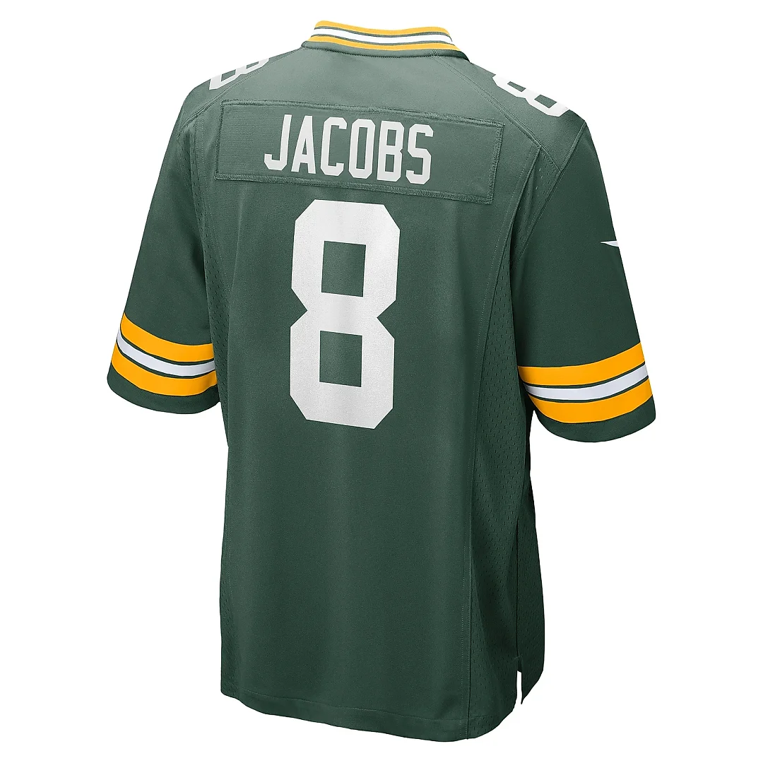 Zennovawear Men's Green Bay Packers Josh Jacobs Green Team Game Jersey