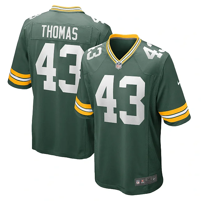 Zennovawear Men's Green Bay Packers Kiondre Thomas Green Game Player Jersey