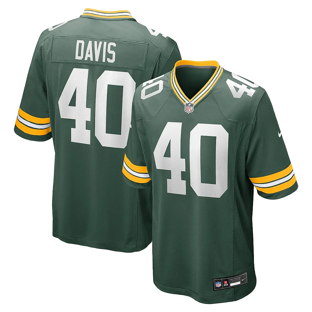 Zennovawear Men's Green Bay Packers LJ Davis Green Game Jersey