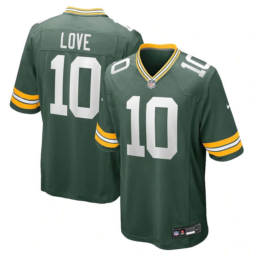 Zennovawear Men's Green Bay Packers Love Green Player Game Jersey